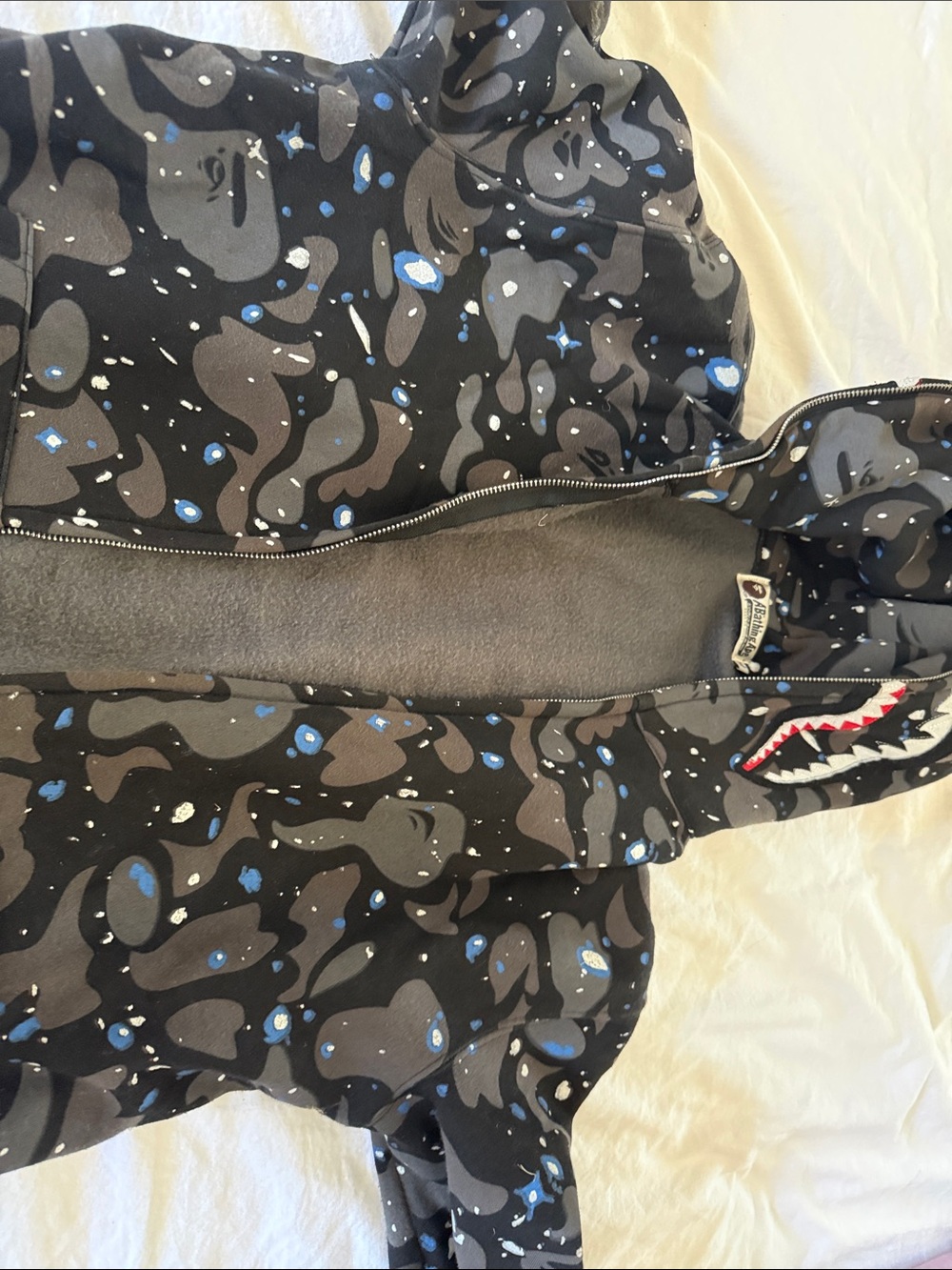 BAPE Black Camo Hoodie with Blue Accent -